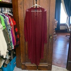 Burgundy knit duster